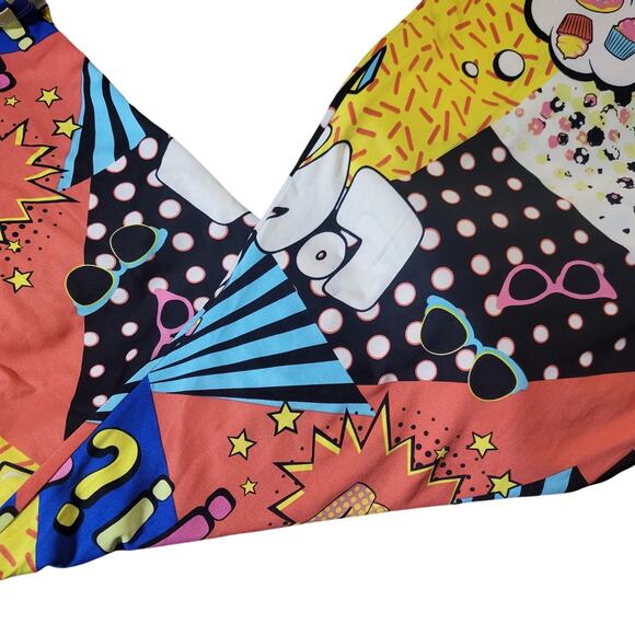 Graphic novelty print comic book plants fit and flare bootleg boot cut trendy - Picture 9 of 12